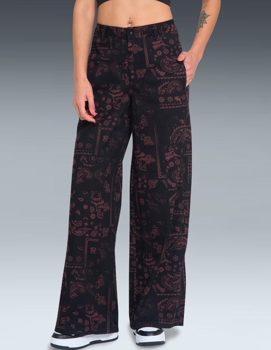 Pants Amplio Con Bot—n Para Mujer