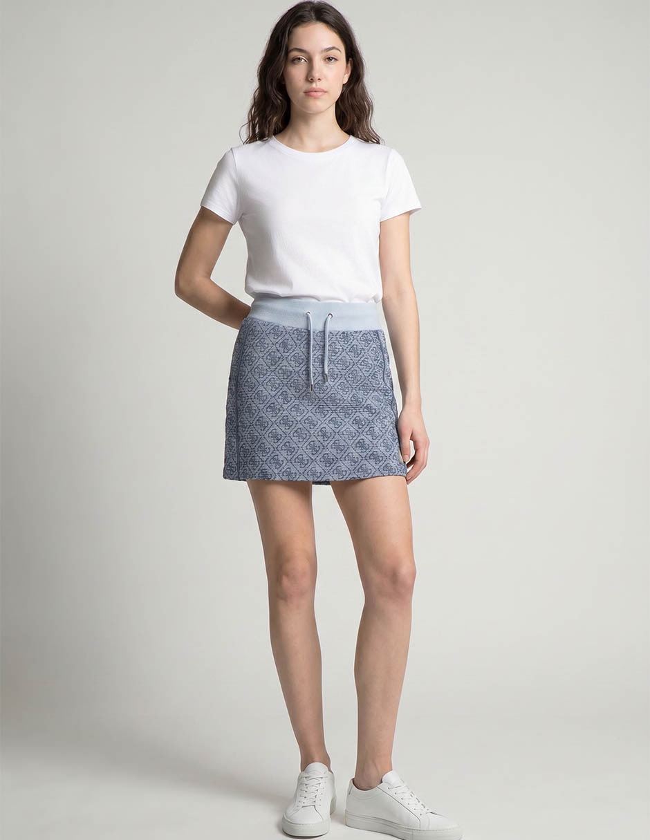 Falda Pantal—n Mini De Algod—n Y PoliŽster A La Cintura