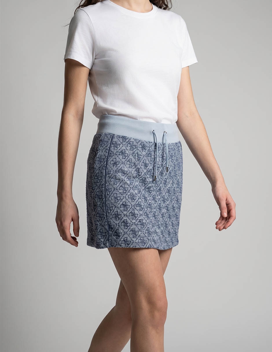Falda Pantal—n Mini Guess De Algod—n Y PoliŽster A La Cintura