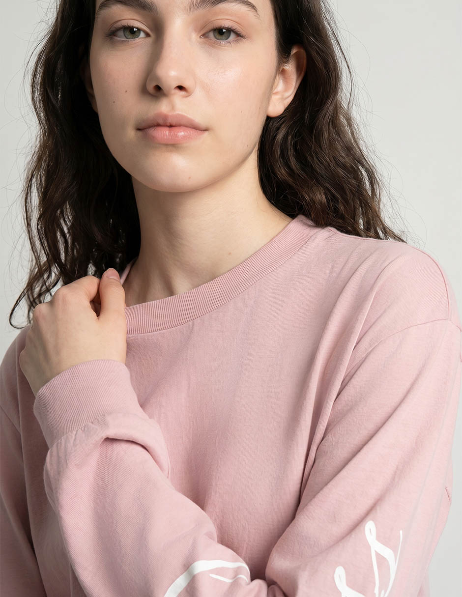 Playera manga larga cuello redondo para mujer