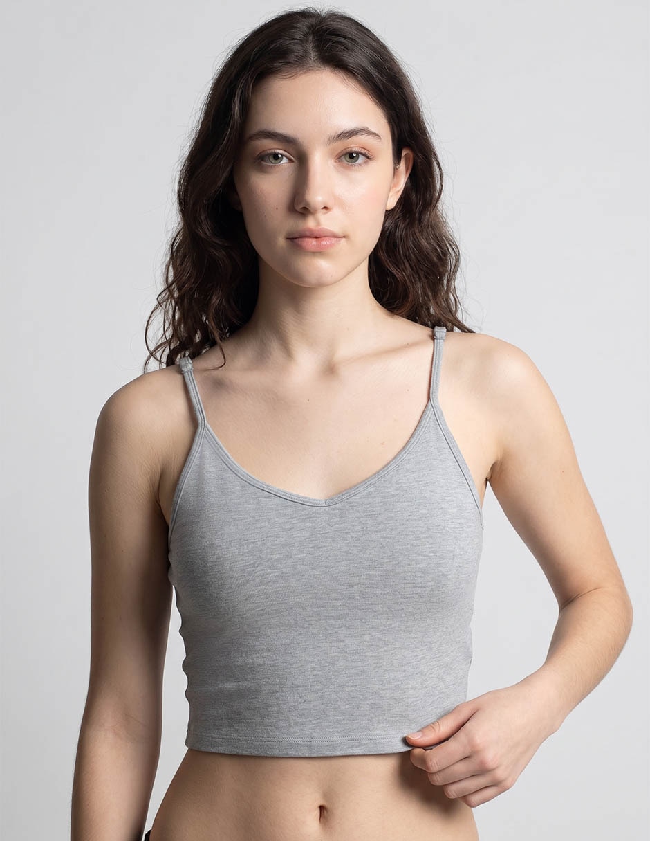 Playera sin manga cuello v para mujer