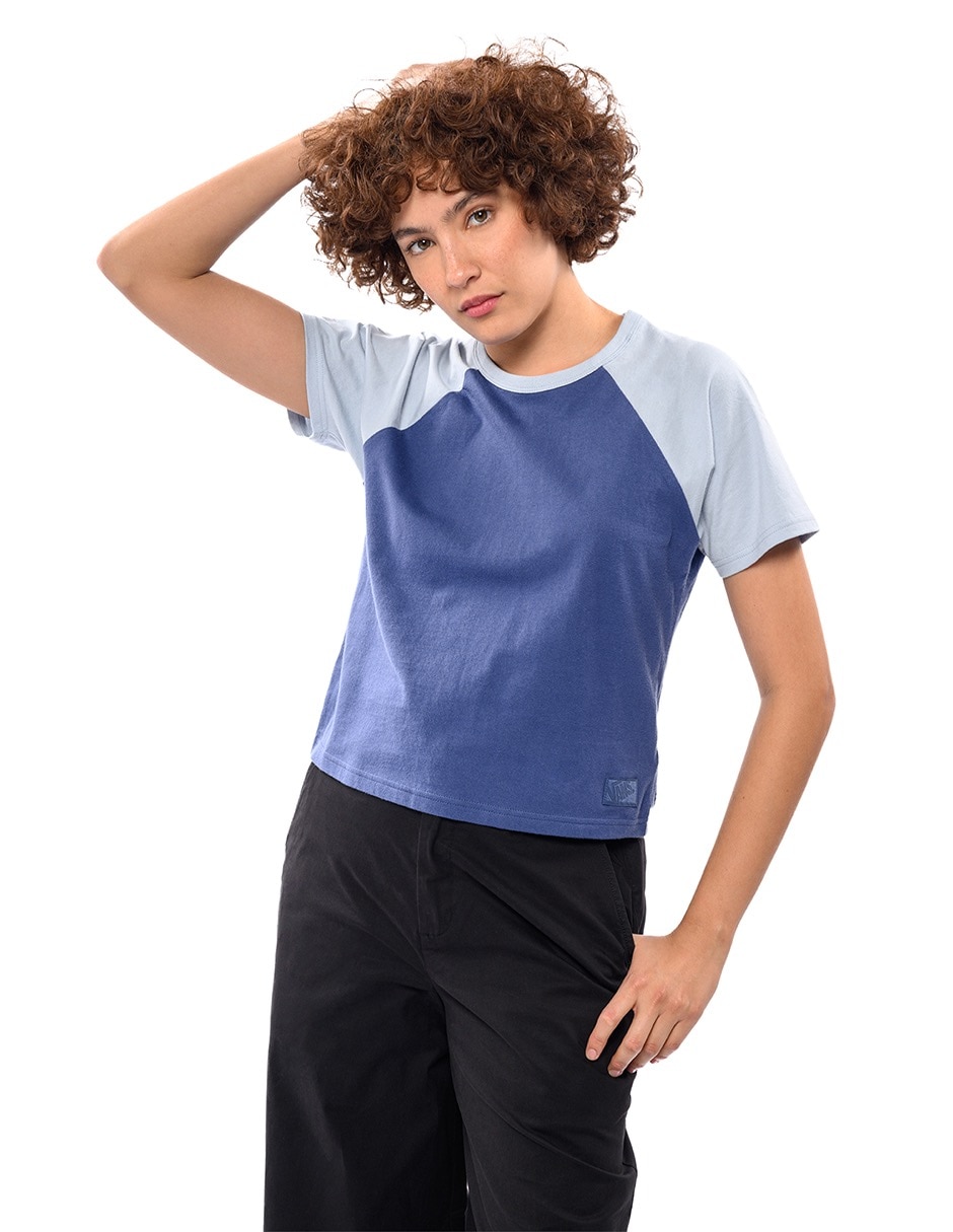 Playera manga corta Gracie Raglan cuello redondo para mujer
