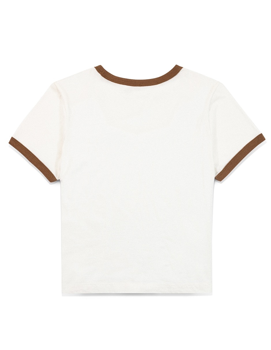 Playera manga corta Lefty Script cuello redondo para mujer 5