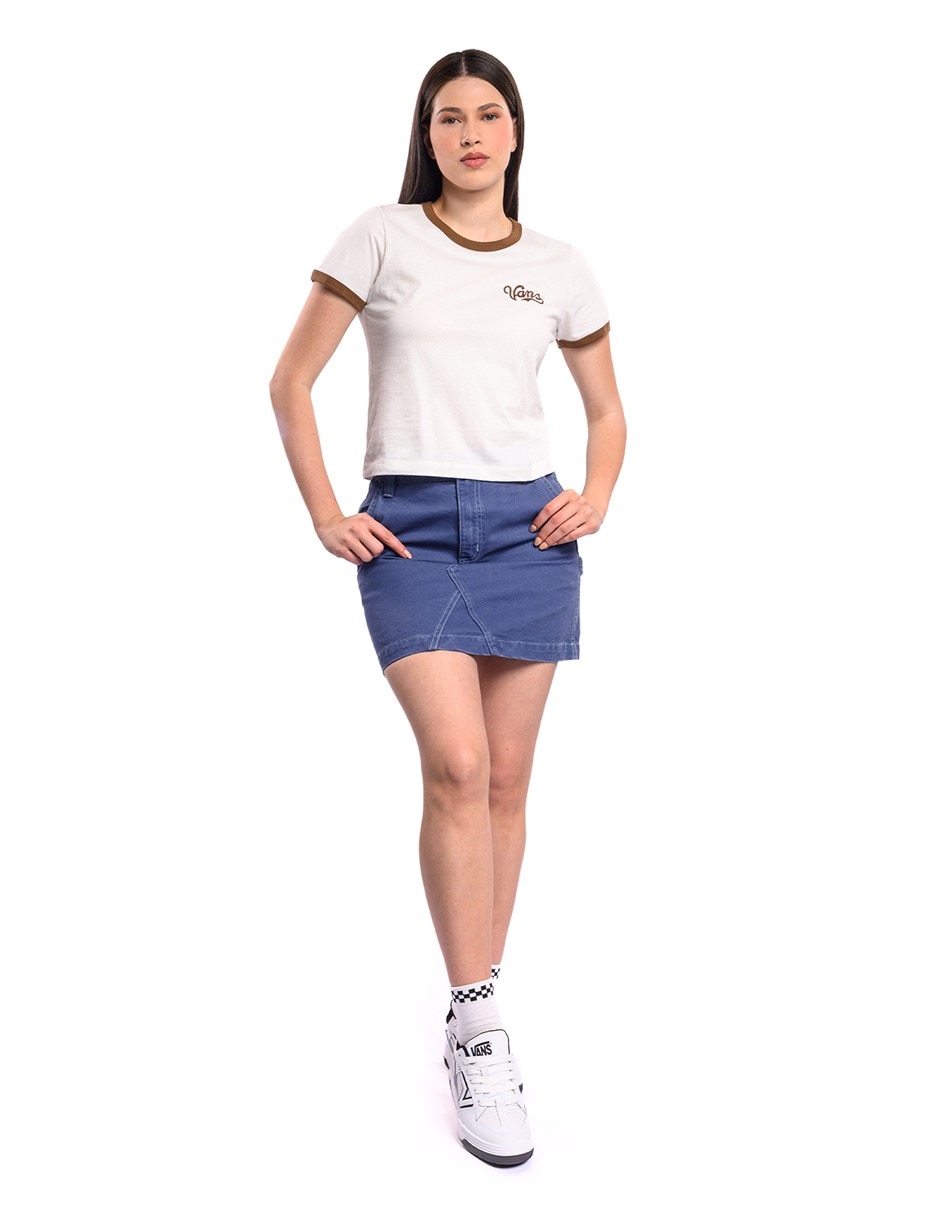 Playera manga corta Lefty Script cuello redondo para mujer 4