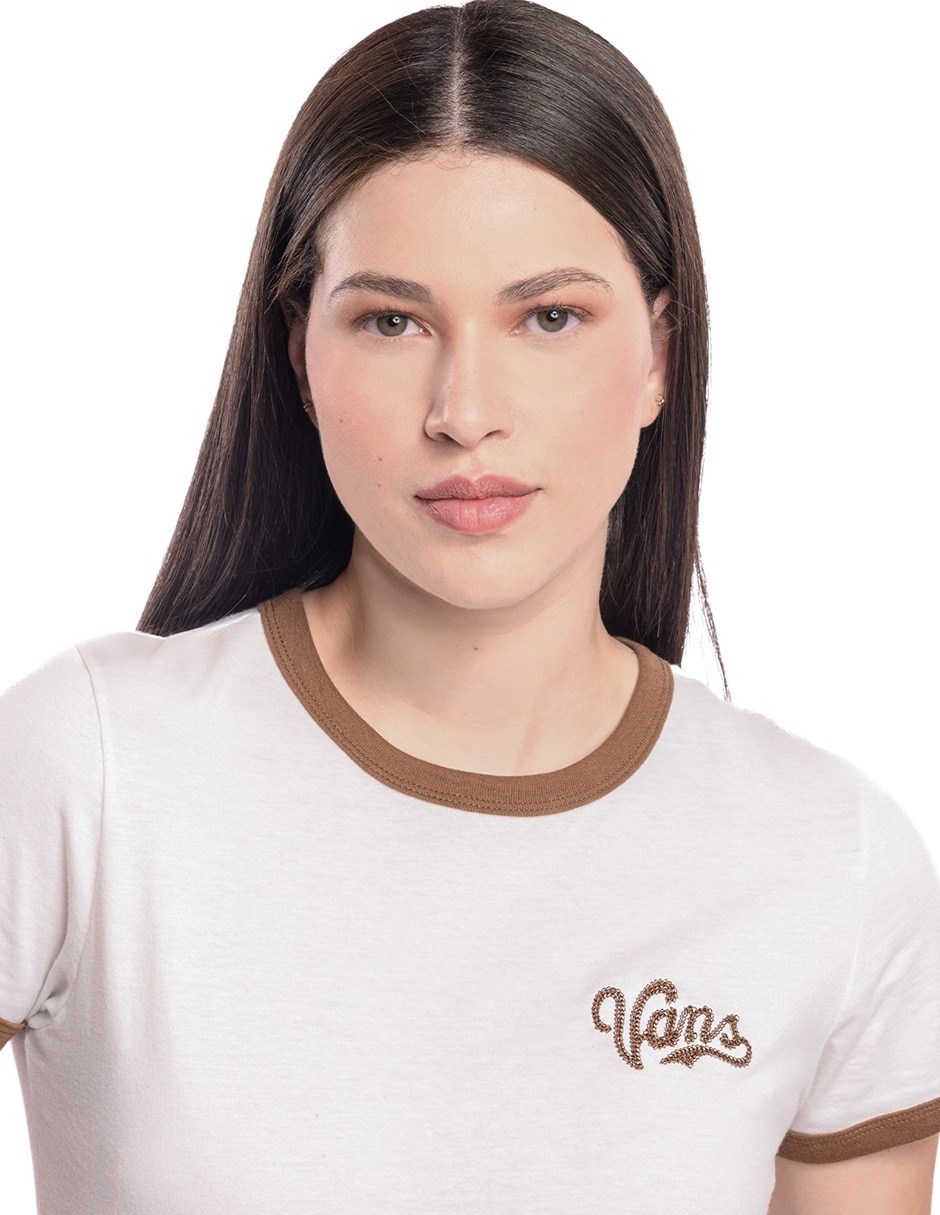 Playera manga corta Lefty Script cuello redondo para mujer 3