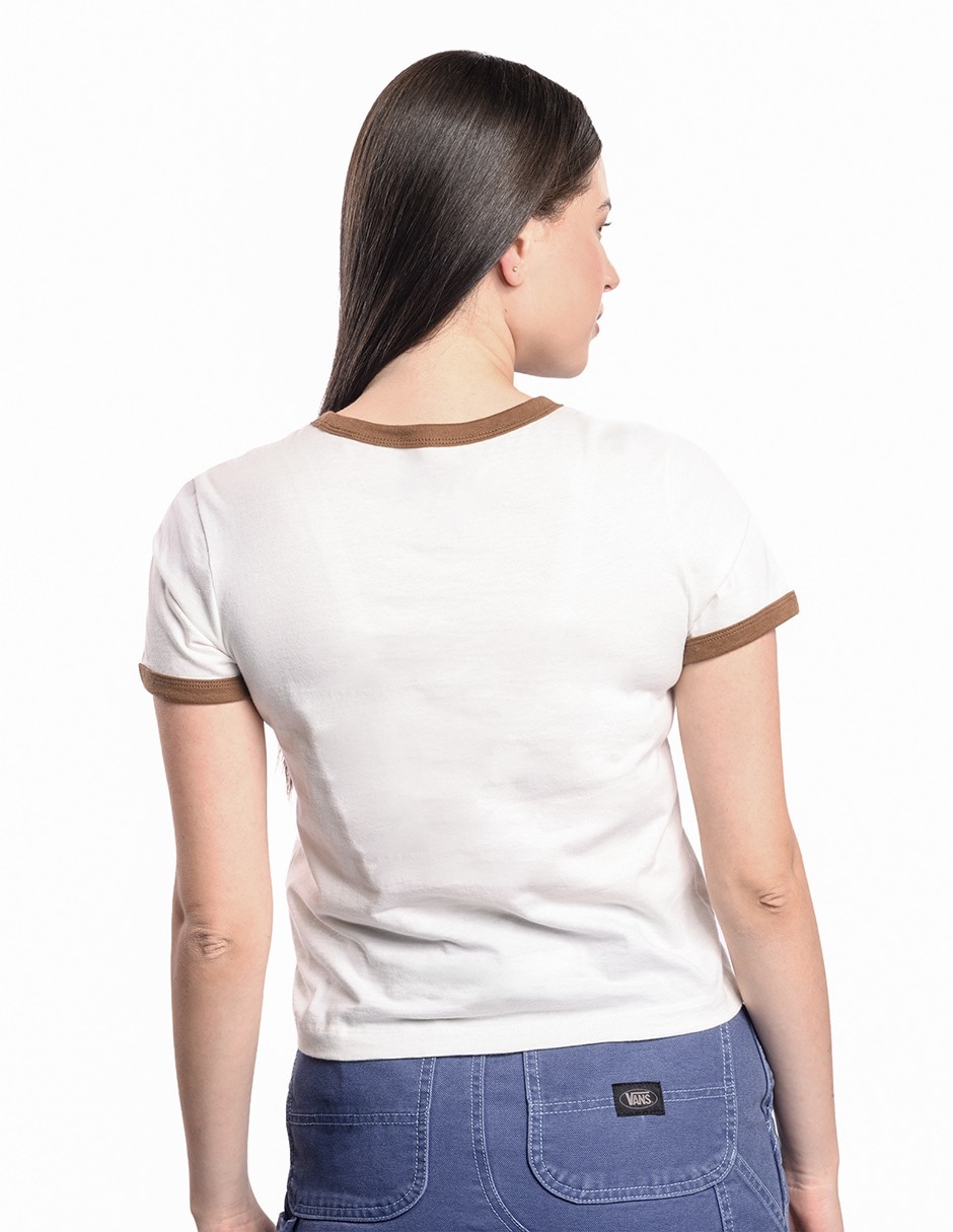 Playera manga corta Lefty Script cuello redondo para mujer 6