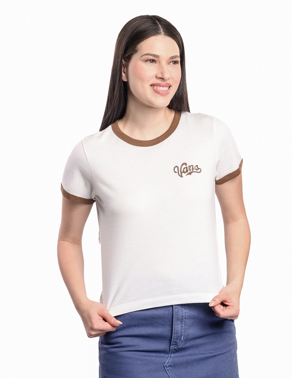 Playera manga corta Lefty Script cuello redondo para mujer Playera manga corta Lefty Script cuello redondo para mujer