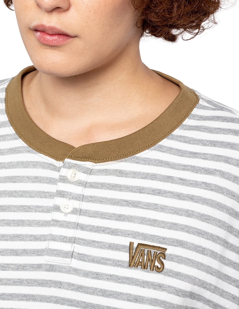 Playera manga larga Molly Henley Pullover cuello redondo para mujer 4