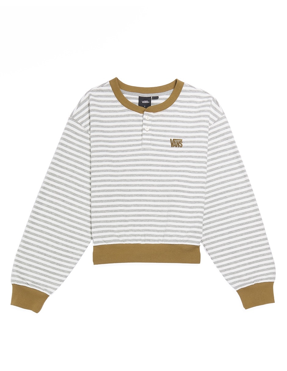 Playera manga larga Molly Henley Pullover cuello redondo para mujer 3