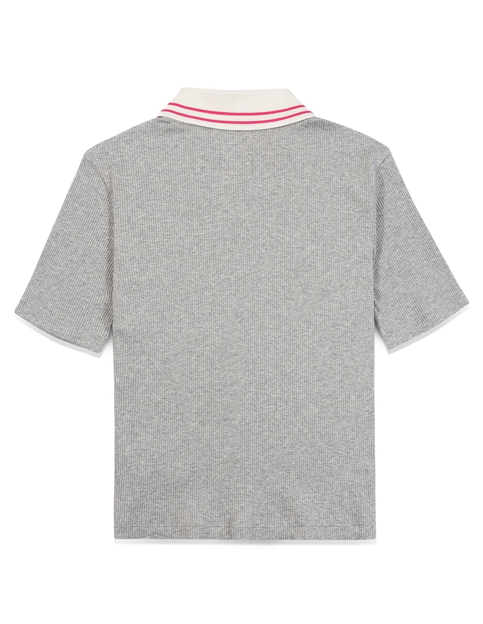 Playera manga corta Priscilla Polo Ss Top + Piping Vans cuello polo mujer 5