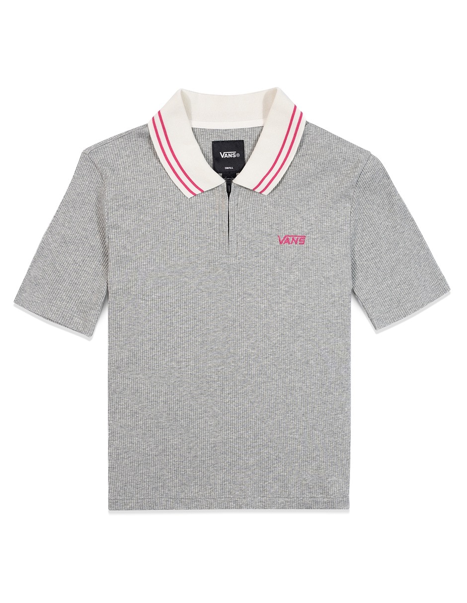 Playera manga corta Priscilla Polo Ss Top + Piping Vans cuello polo mujer 3