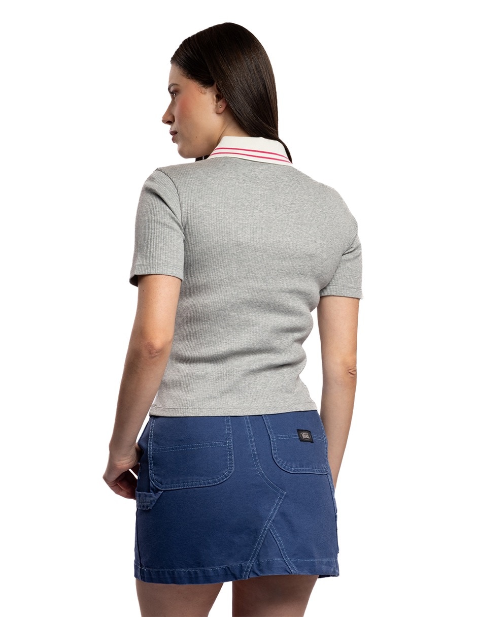 Playera manga corta Priscilla Polo Ss Top + Piping Vans cuello polo mujer 2