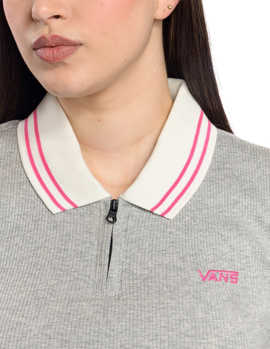 Playera manga corta Priscilla Polo Ss Top + Piping Vans cuello polo mujer 6