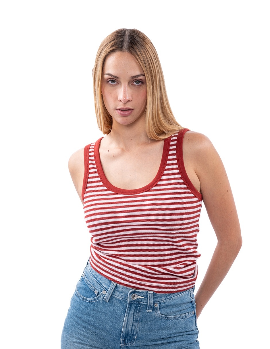 Playera manga corta Lilly Stripe cuello redondo para mujer
