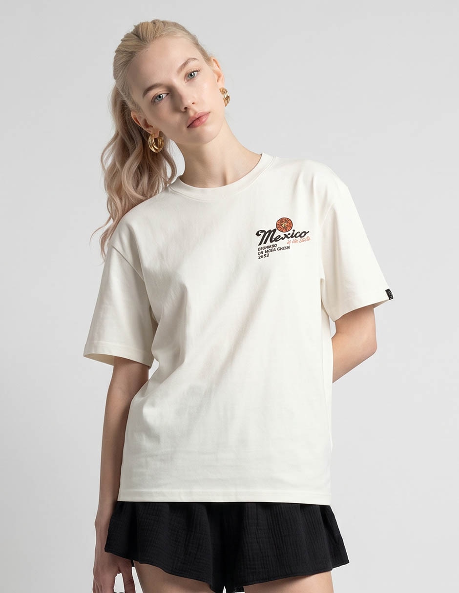 Playera Manga Corta Coleccion Cuello Redondo Para Mujer
