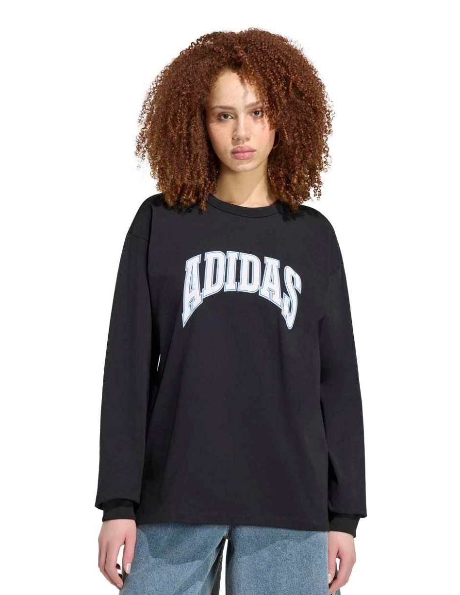 Playera manga larga Graphics cuello redondo para mujer