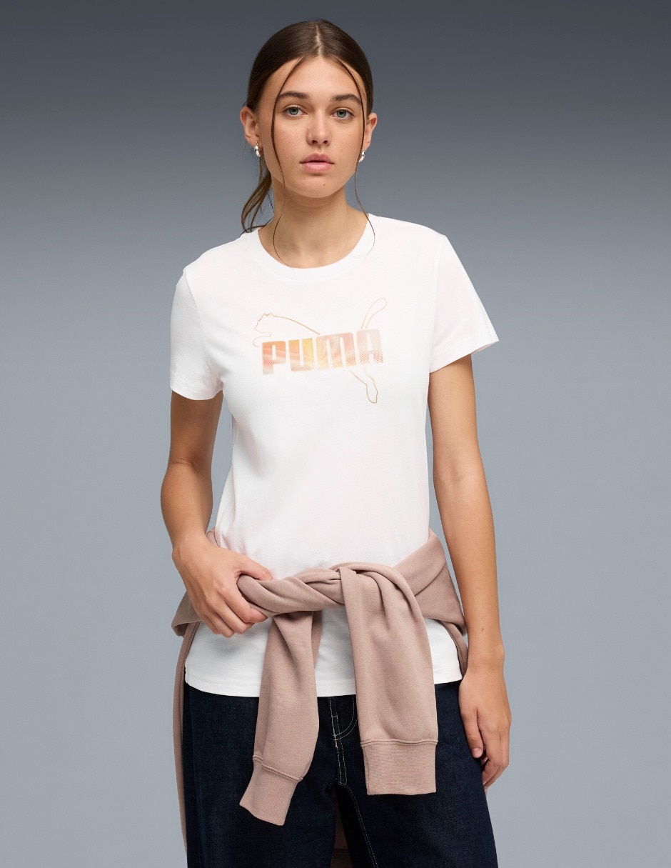 Playera ESS Logo Lab Metallic manga corta para mujer 2