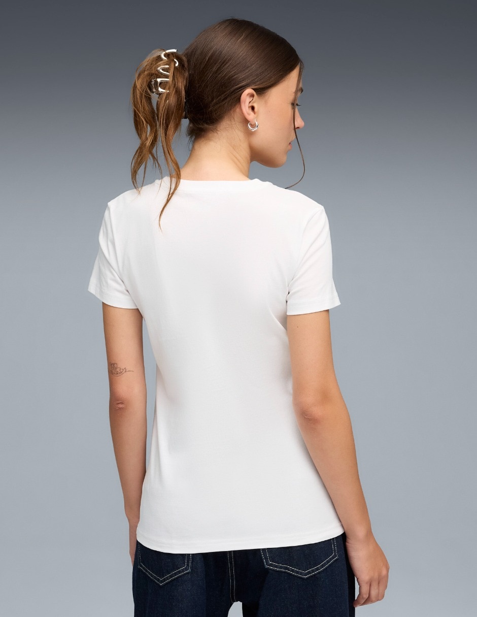Playera ESS Logo Lab Metallic manga corta para mujer 3