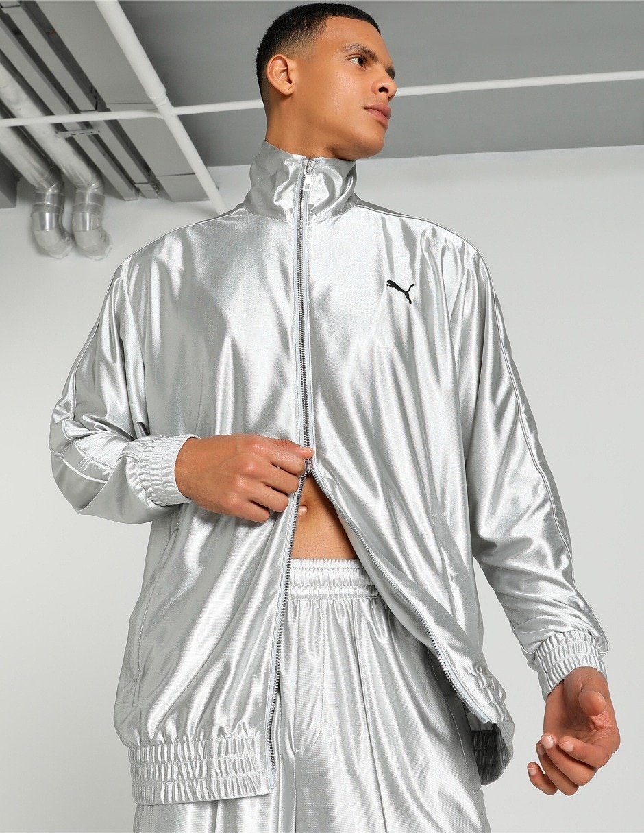 Chamarra Casual PUMA T7 Oversized Metallic Track Jacket No impermeable de Algodón para mujer