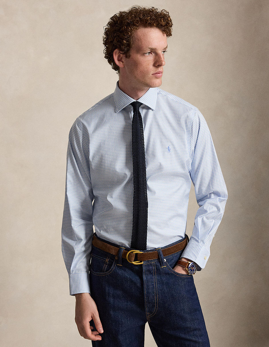Camisa business casual de algodón manga larga para hombre