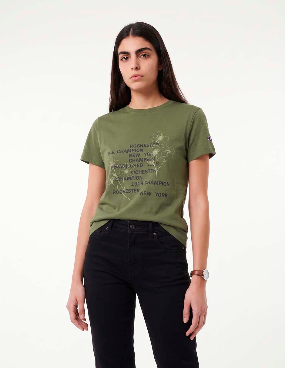 Playera manga corta cuello redondo para mujer