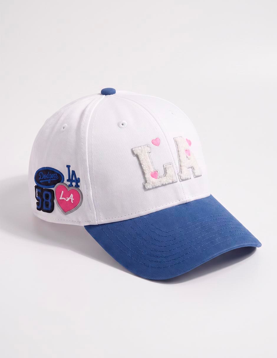 Gorra visera curva correa ajustable casual trendy badge mlb los angeles dodgers para mujer