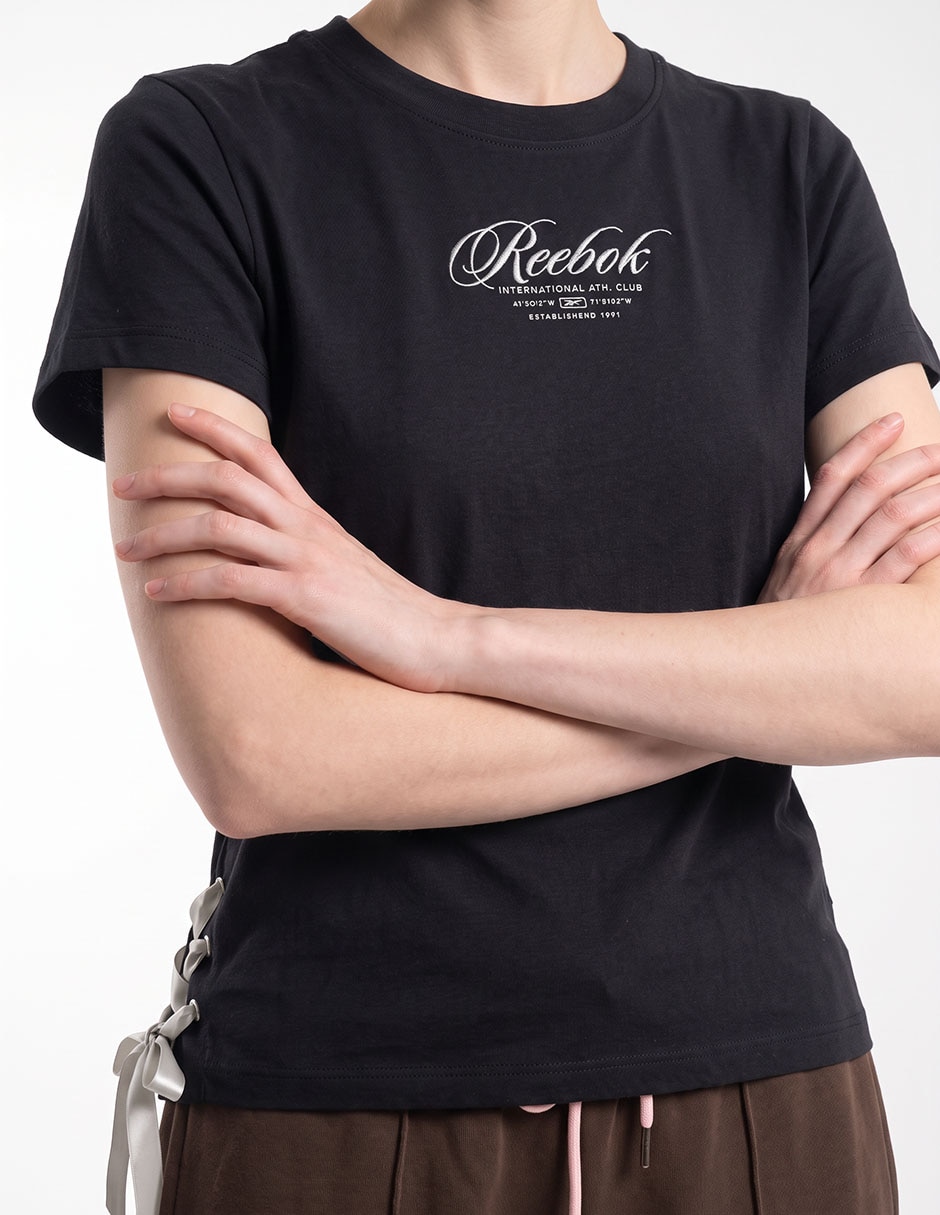 Playera manga corta Glitz Ribbon cuello redondo para mujer 2