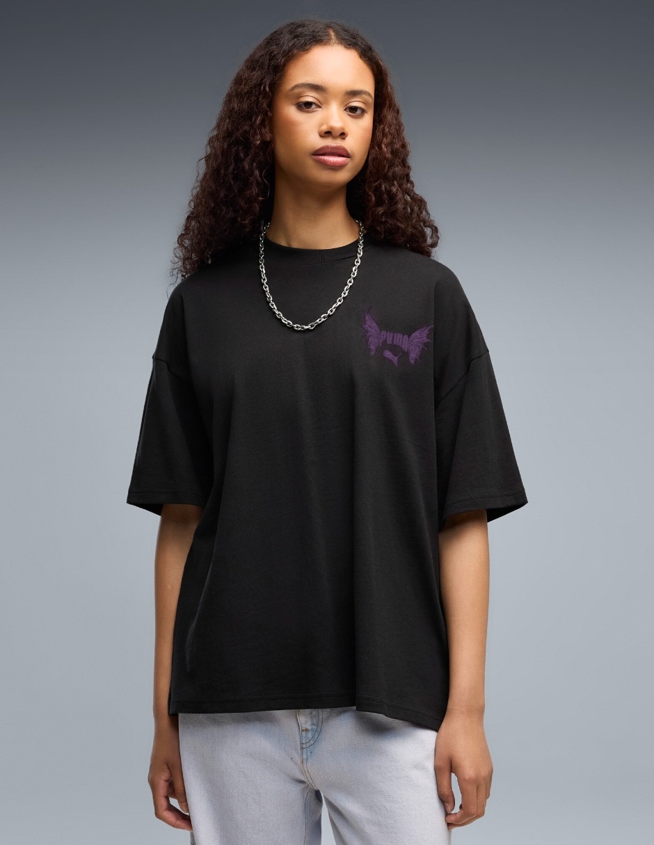 Playera manga corta Street Glam Oversize cuello redondo para mujer