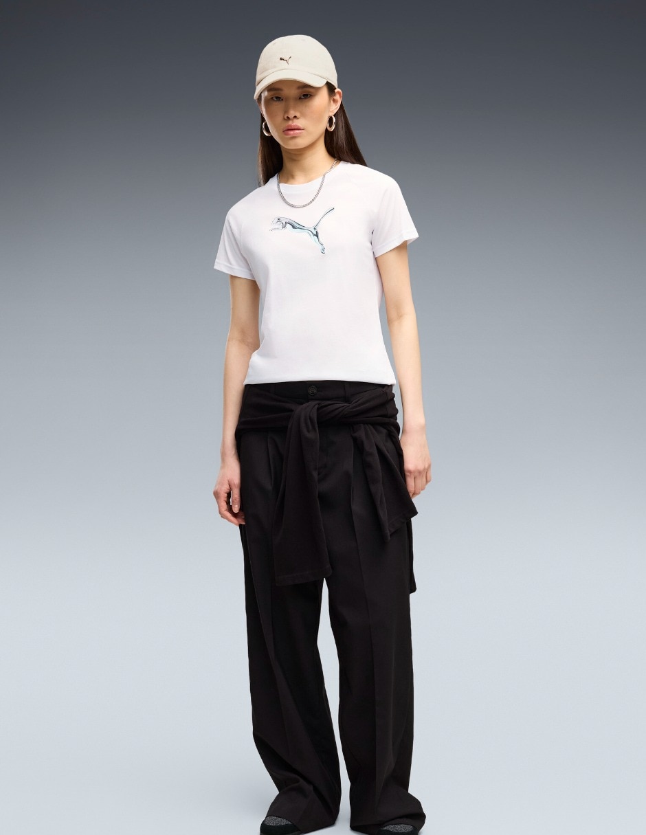 Playera manga corta Ess Logo Lab Tee cuello redondo mujer 4