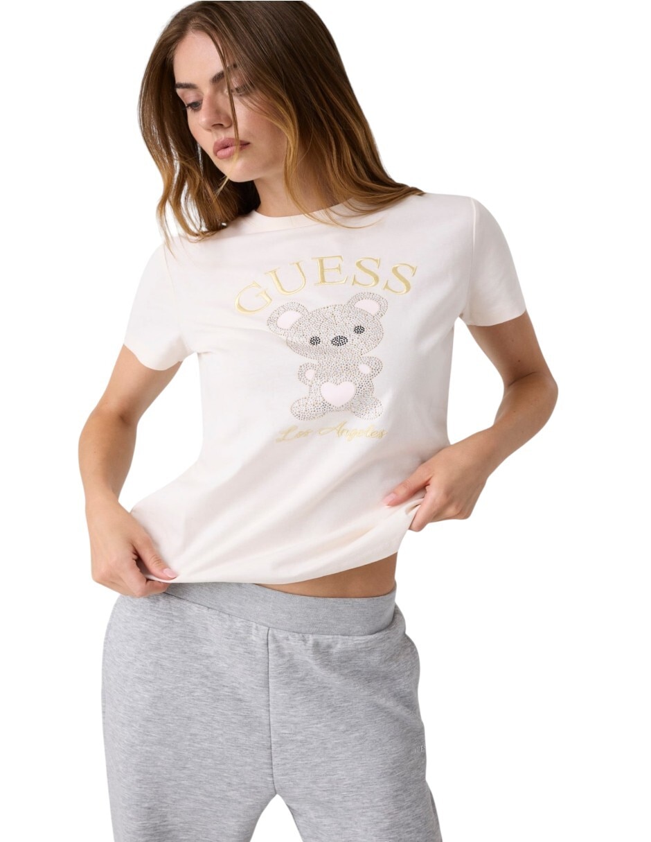 Playera manga corta cuello redondo para mujer
