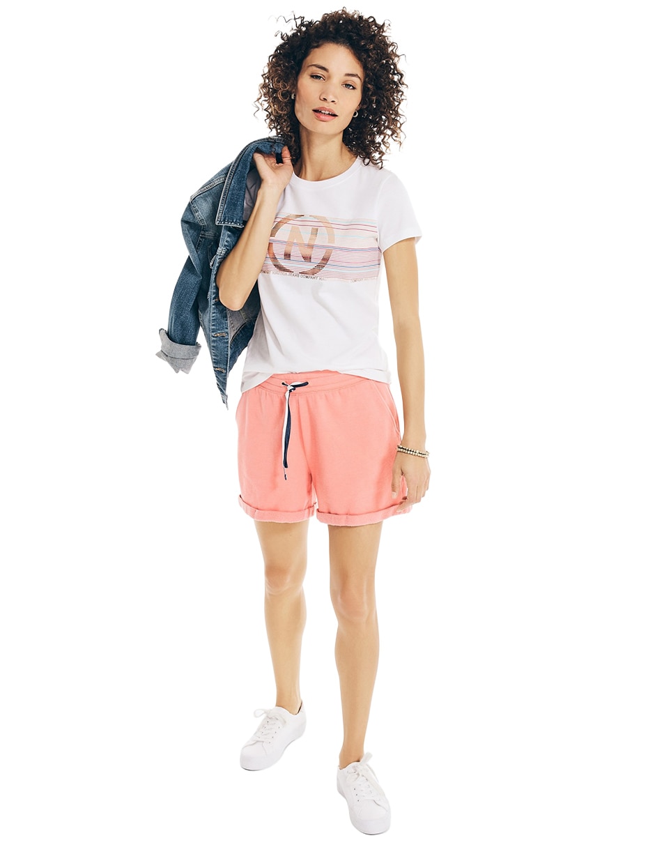 Manga corta cuello redondo para mujer