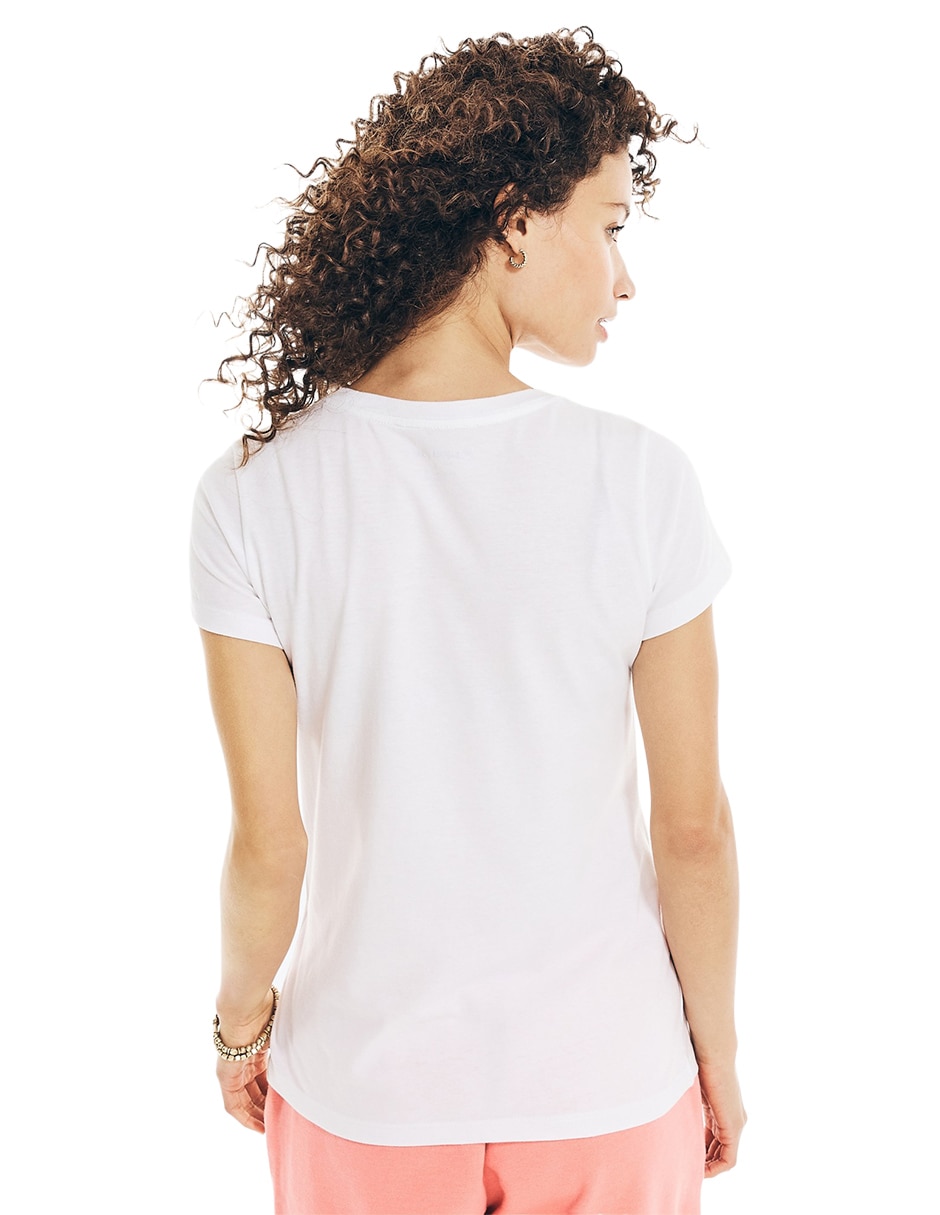 Manga corta cuello redondo para mujer