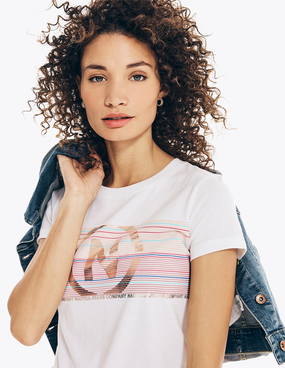 Manga corta cuello redondo para mujer