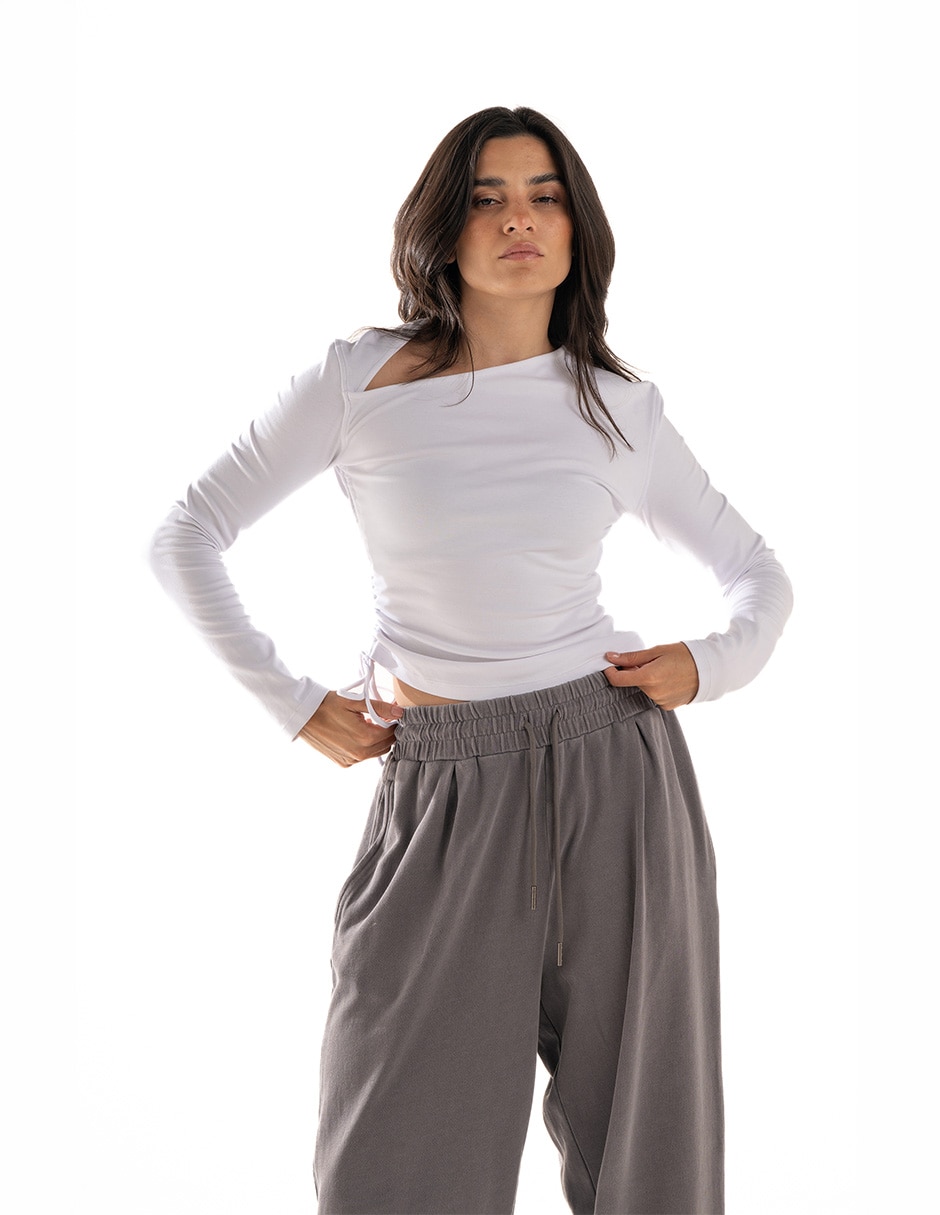 Playera manga larga urban pro collection cuello con escote para mujer