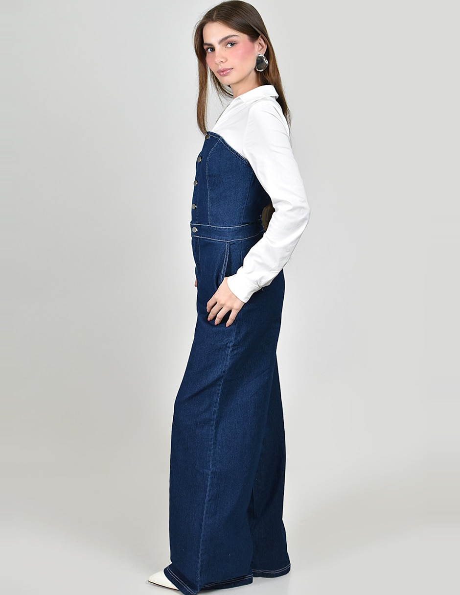 Jumpsuit de Mezclilla Casual estampado Liso para mujer 2