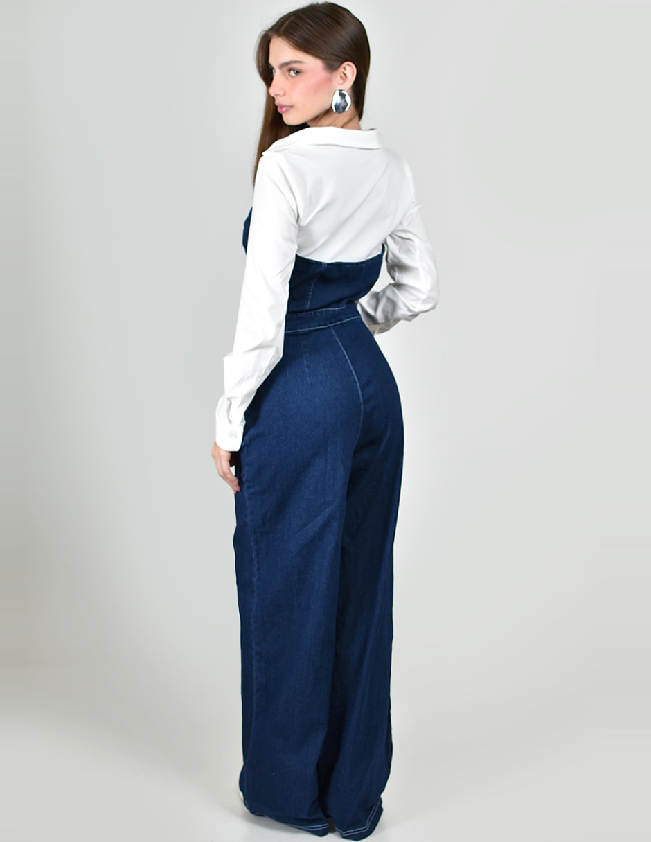 Jumpsuit de Mezclilla Casual estampado Liso para mujer 3
