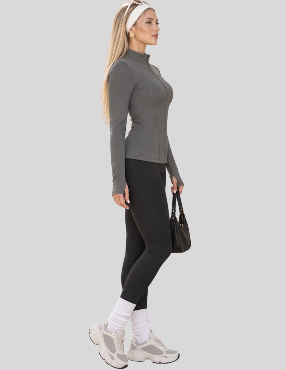 Sudadera con Sin diseño Sudadera Deportiva para Mujer Manga Larga y Corte Entallado Estilo Casual Chic y Cómodo para mujer 2